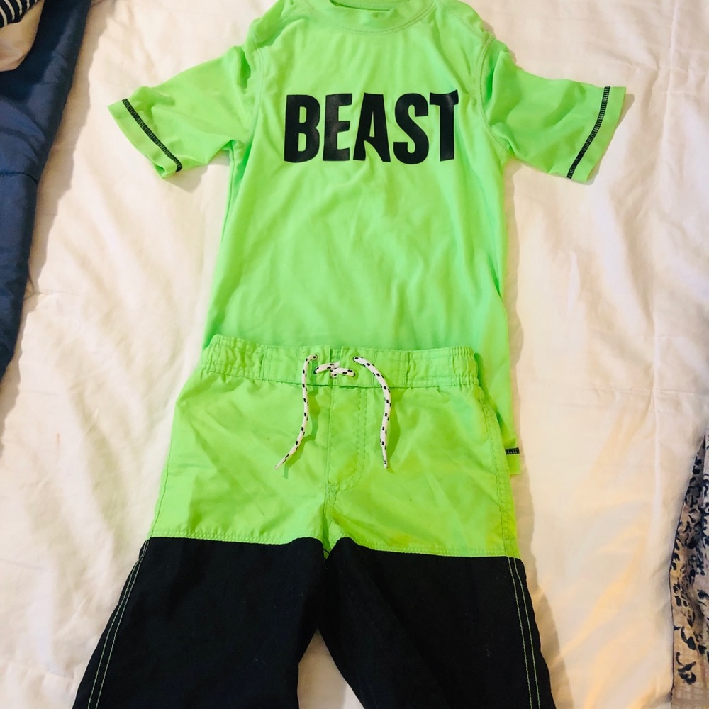 Youth boys swim trunks and swim shirt